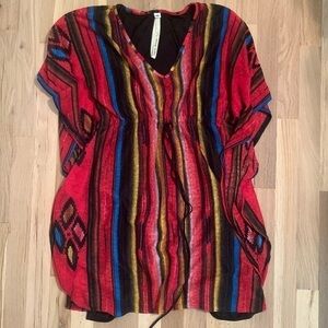 𝅺uncle Frank Southwestern Style Dress Draping Sleeves Red/Blue/Gold Women’s XS